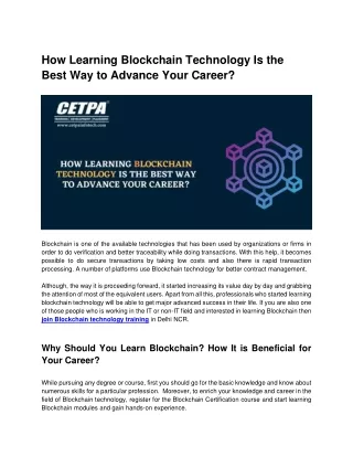 how learning blockchain technology is the best