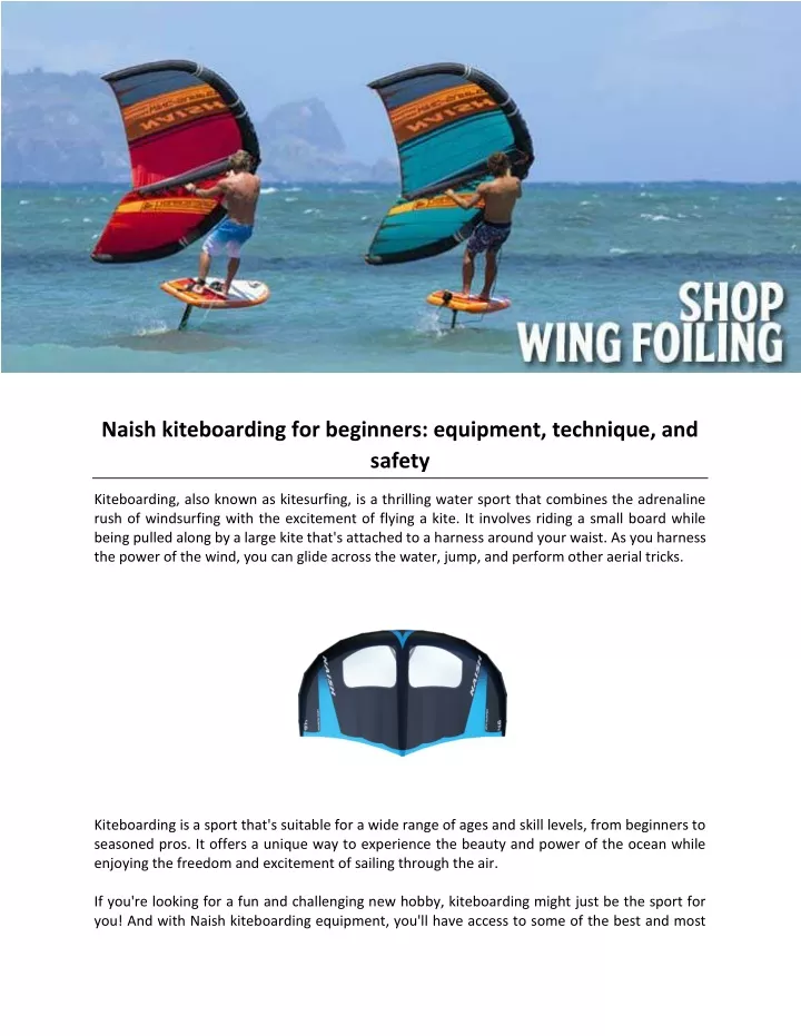 naish kiteboarding for beginners equipment