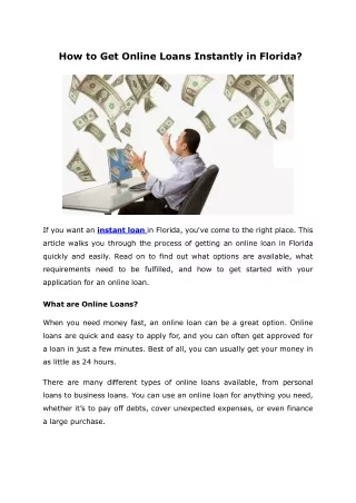 how to get online loans instantly in florida
