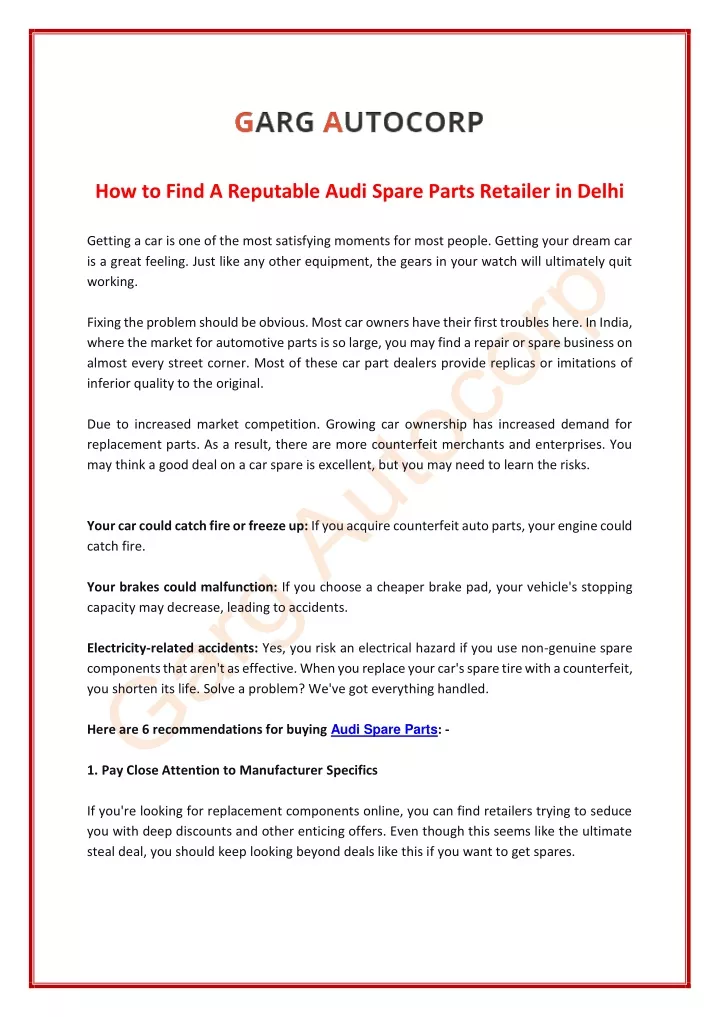 how to find a reputable audi spare parts retailer