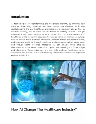 How AI Change The Healthcare Industry