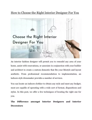 How to Choose the Right Interior Designer For You