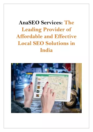 AnaSEO Services: The Leading Provider of Affordable and Effective Local SEO Solu