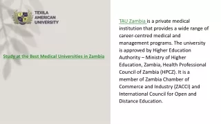 Study at the Best Medical Universities in Zambia