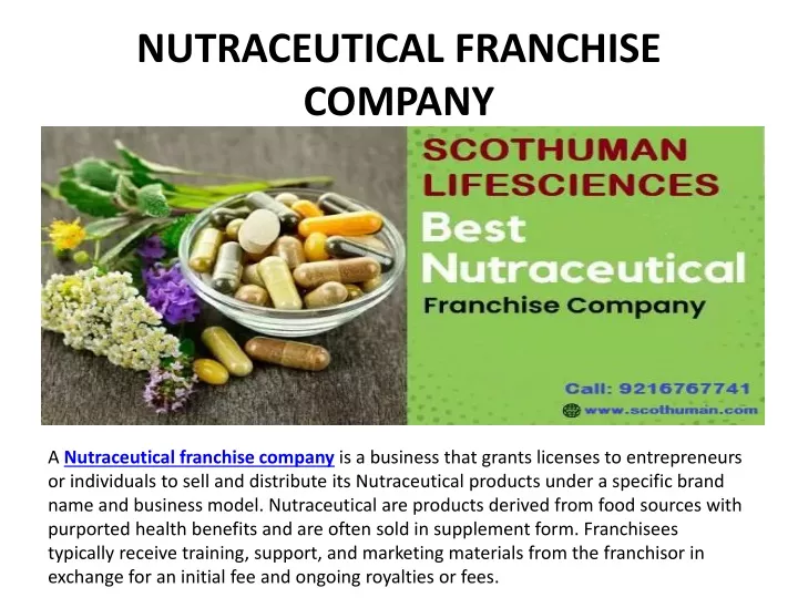 nutraceutical franchise company