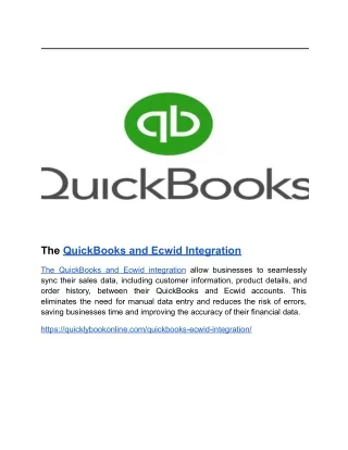 the quickbooks and ecwid integration