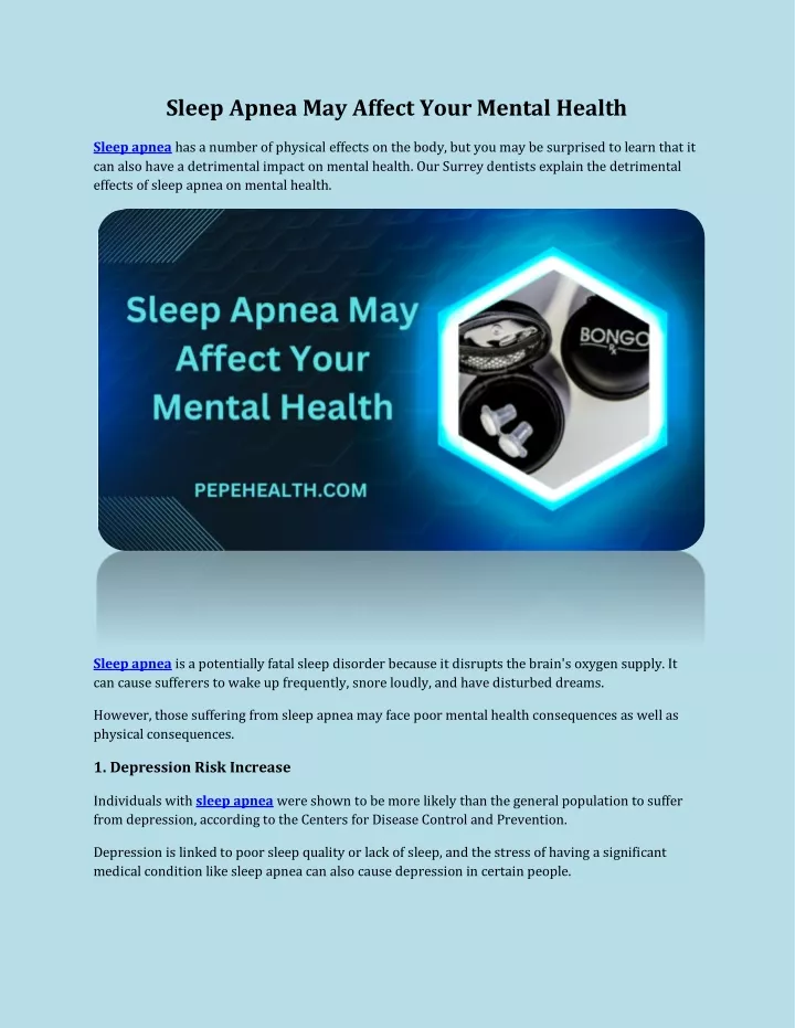 sleep apnea may affect your mental health