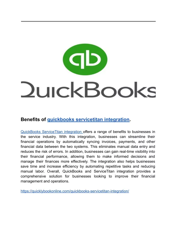 benefits of quickbooks servicetitan integration