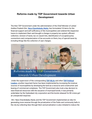 Reforms made by TDP Government towards Urban Development (12)