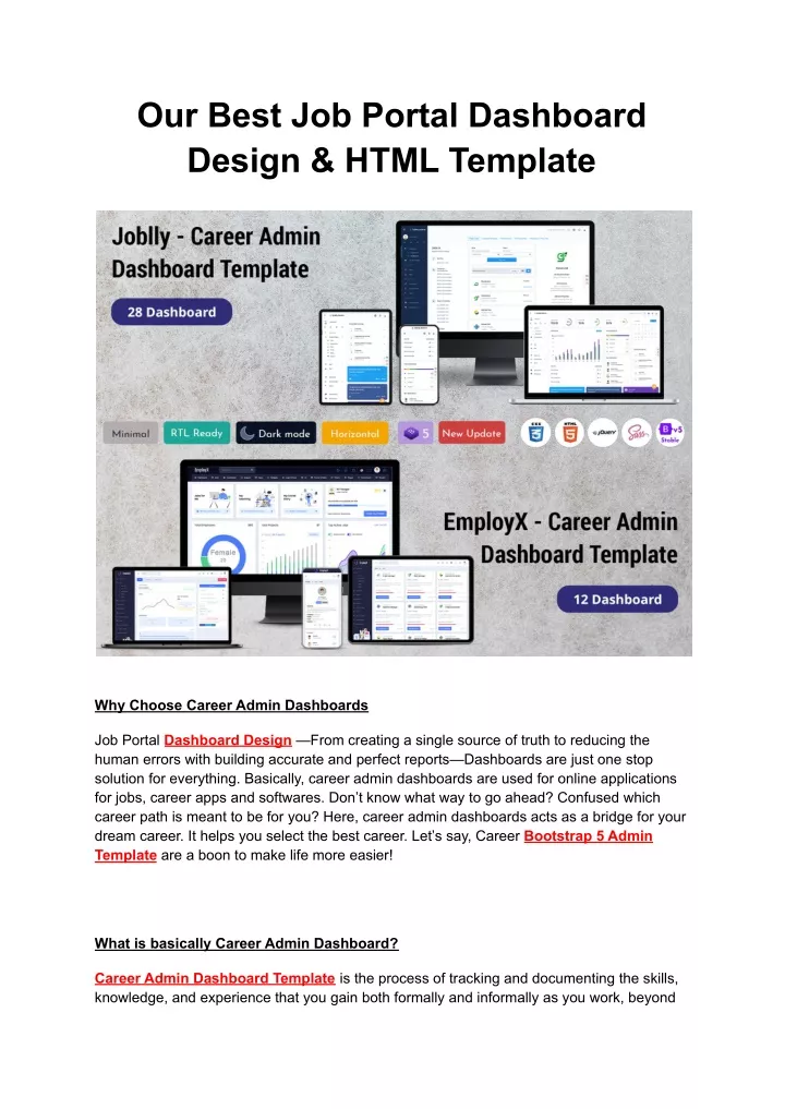 our best job portal dashboard design html template