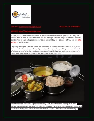 Indian Tiffin Food Home Delivery