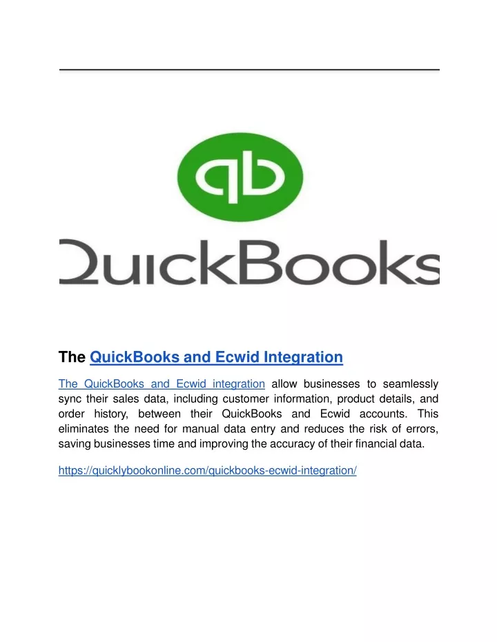 the quickbooks and ecwid integration