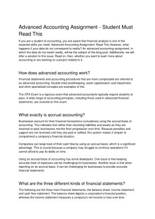 advanced accounting assignment student must read