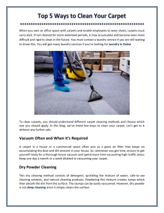 Top 5 Ways to Clean Your Carpet