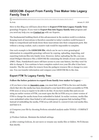 GEDCOM- Export From Family Tree Maker Into Legacy Family Tree 9