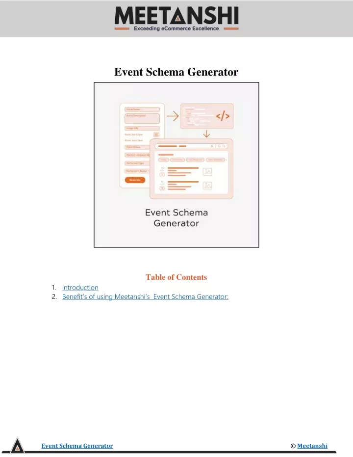 event schema generator table of contents