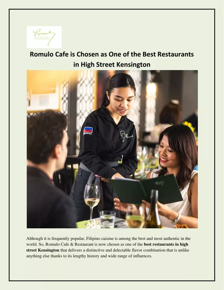 romulo cafe is chosen as one of the best