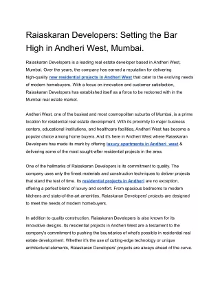 raiaskaran developers setting the bar high