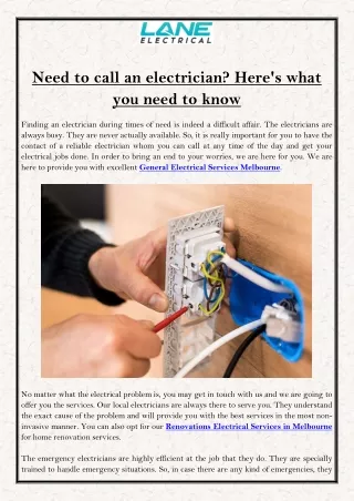Need to call an electrician? Here's what you need to know