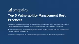 Top 5 Vulnerability Management Best Practices