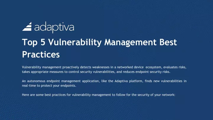 top 5 vulnerability management best practices