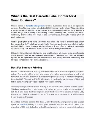 What Is the Best Barcode Label Printer for A Small Business?