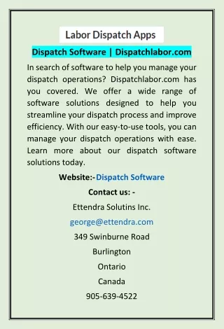 Dispatch Software | Dispatchlabor.com