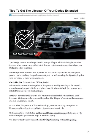tips to get the lifespan of your dodge extended