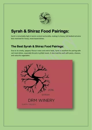 Syrah & Shiraz Food Pairings