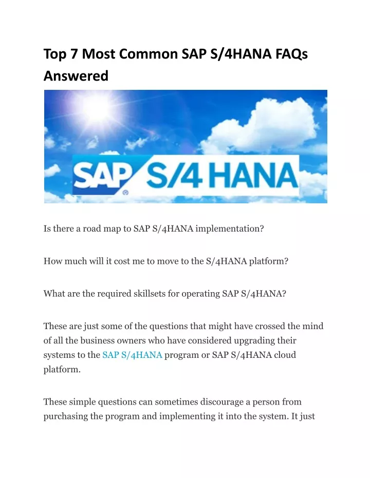 top 7 most common sap s 4hana faqs answered