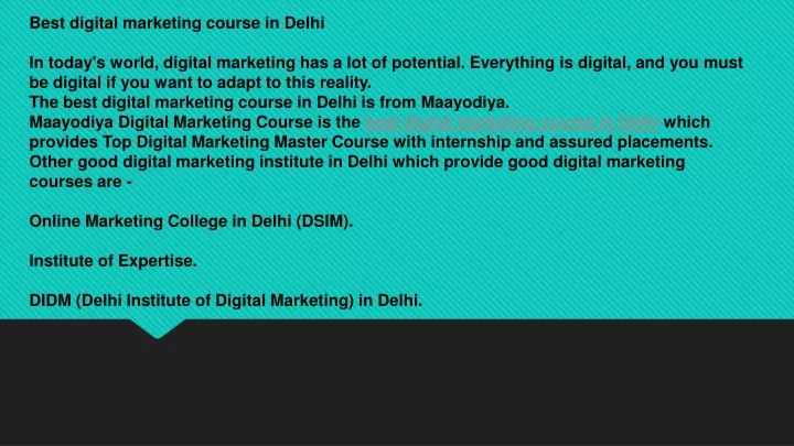 best digital marketing course in delhi in today