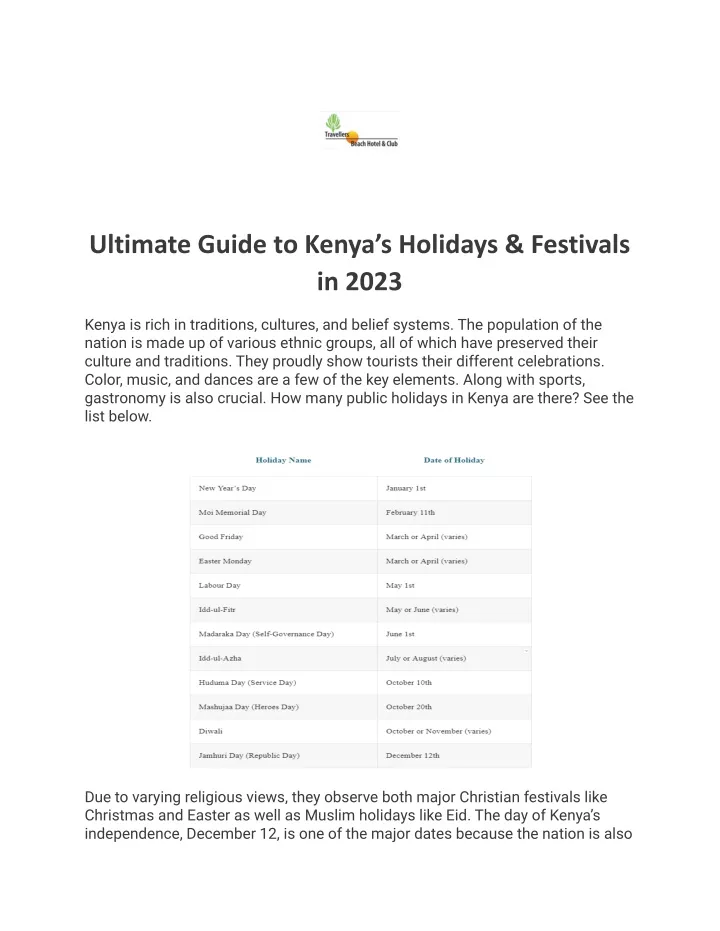 ultimate guide to kenya s holidays festivals