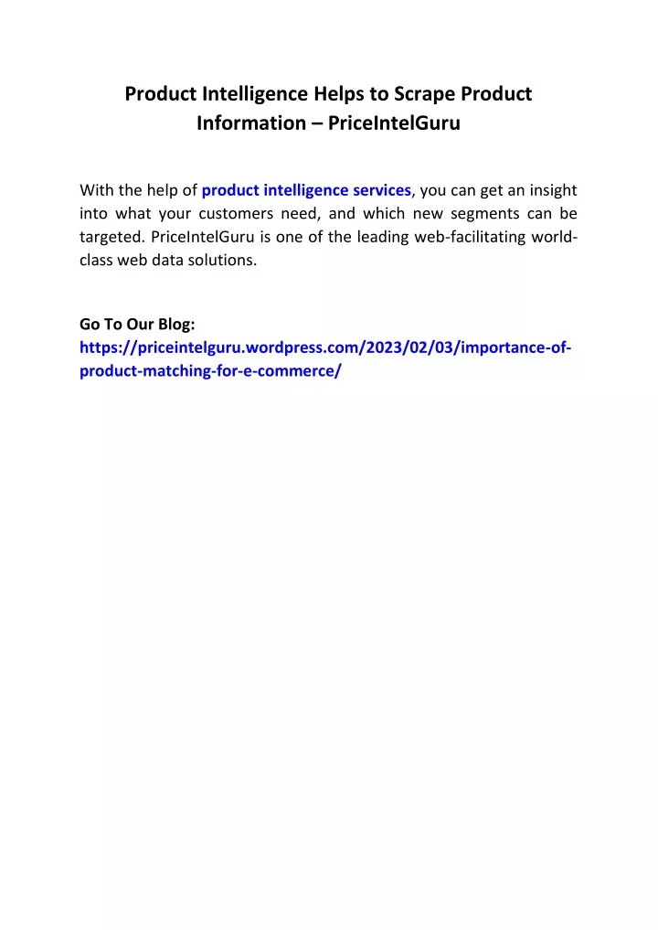 product intelligence helps to scrape product