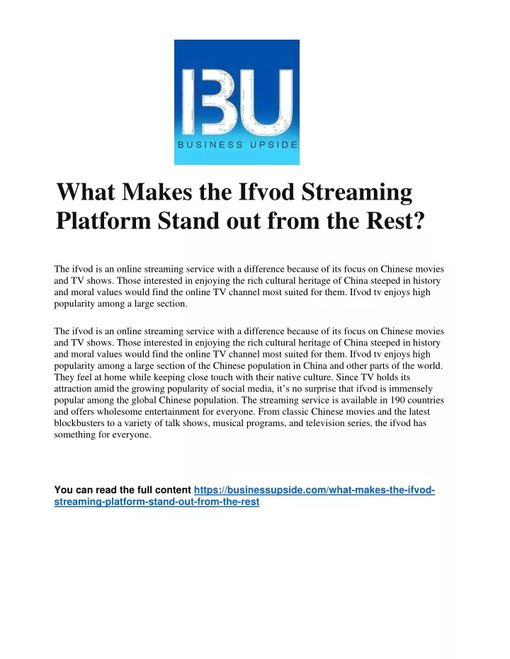 what makes the ifvod streaming platform stand