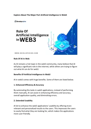 explore about the major part artificial