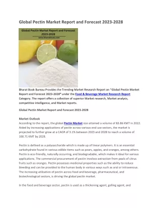 global pectin market report and forecast 2023 2028