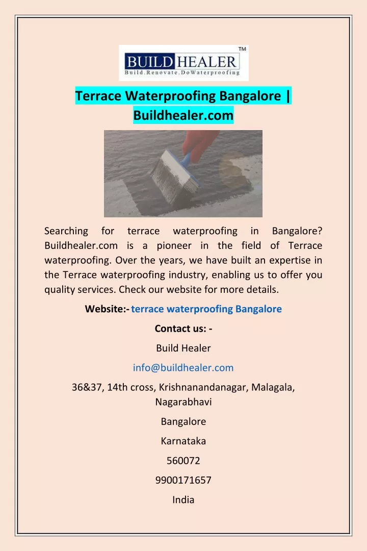 terrace waterproofing bangalore buildhealer com