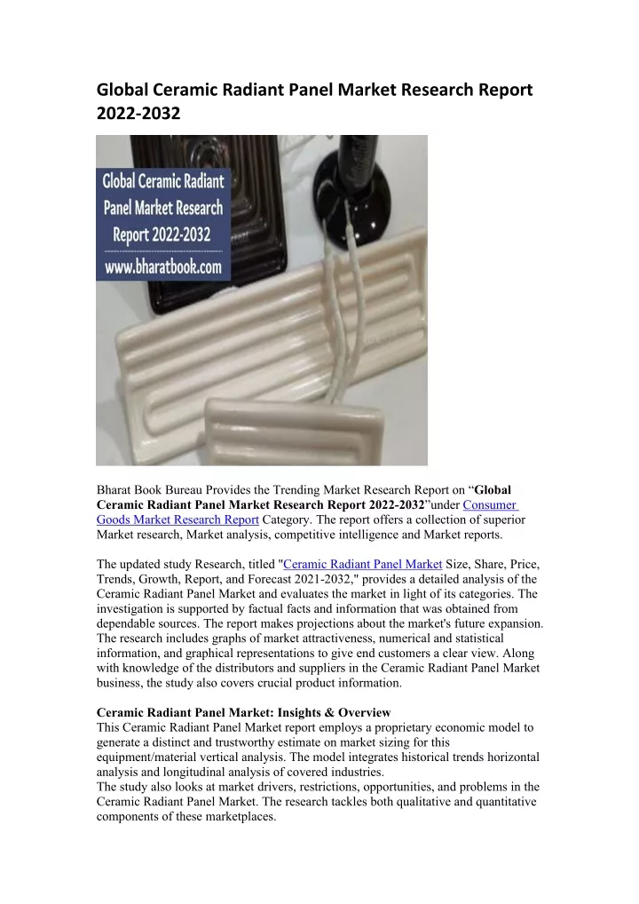global ceramic radiant panel market research