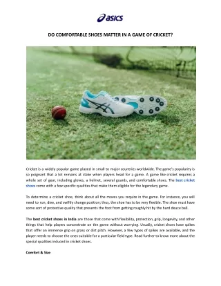 do comfortable shoes matter in a game of cricket