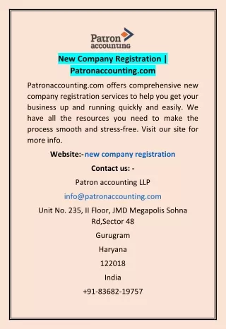 New Company Registration | Patronaccounting.com