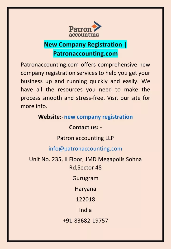 new company registration patronaccounting com