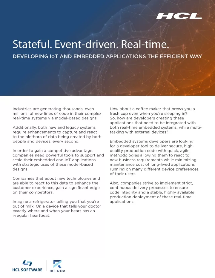 stateful event driven real time developing