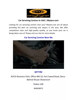 Car Servicing Centres in UAE