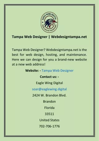 Tampa Web Designer  Webdesigntampa.net