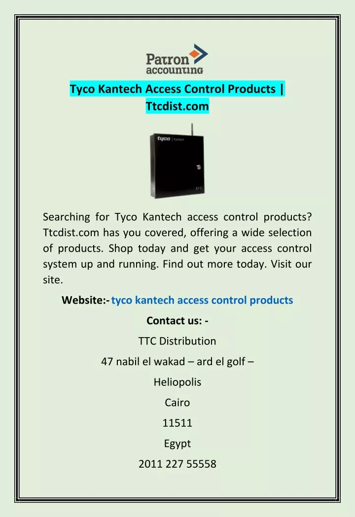 tyco kantech access control products ttcdist com