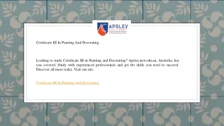 Certificate III In Painting And Decorating   Apsley.nsw.edu.au