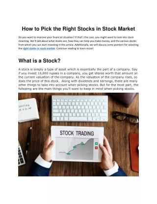 How to Pick the Right Stocks in Stock Market