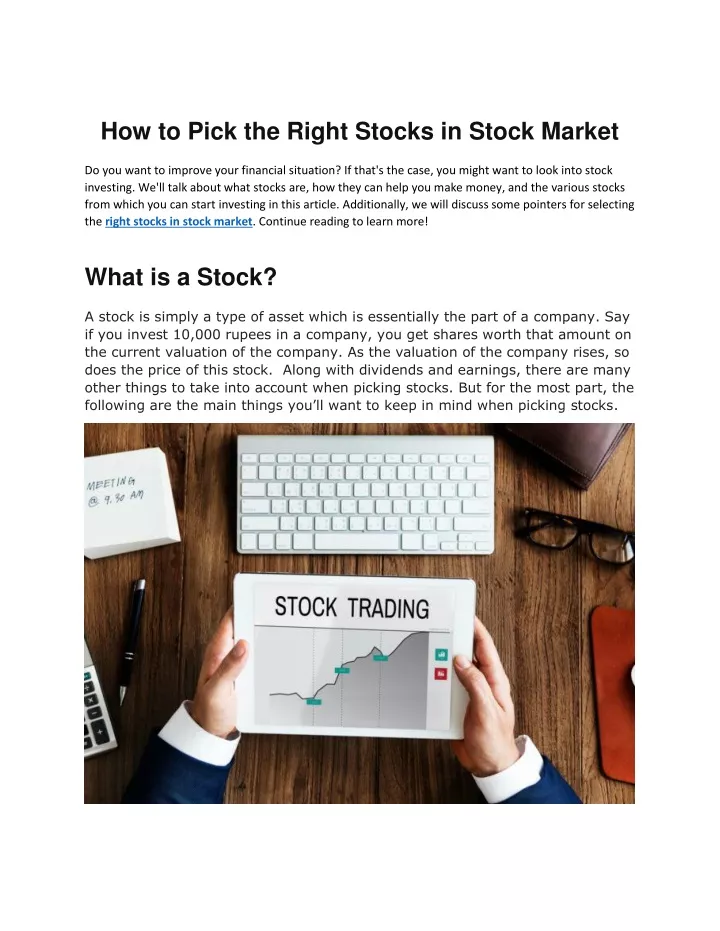 how to pick the right stocks in stock market
