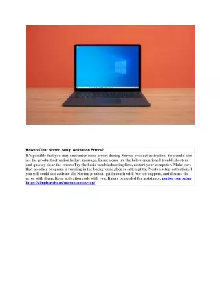 how to clear norton setup activation errors