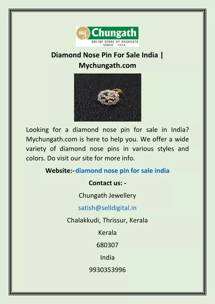 diamond nose pin for sale india mychungath com